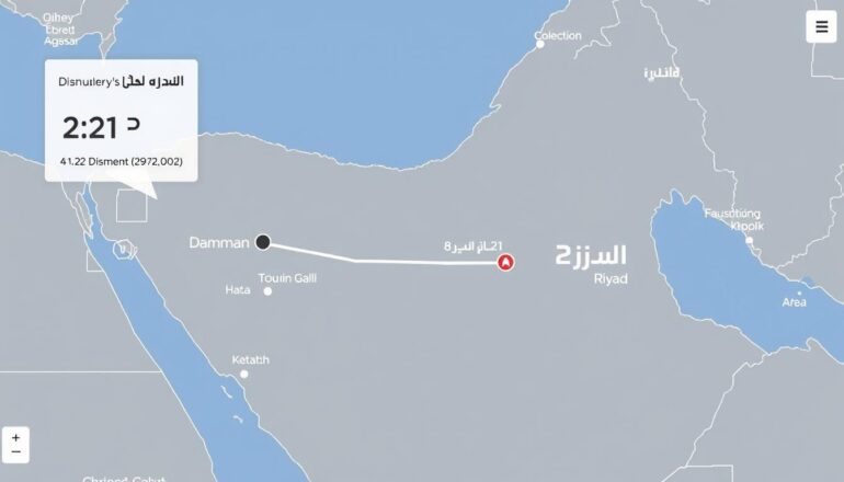 خريطة الطريق من الدمام إلى الرياض لنقل العفش