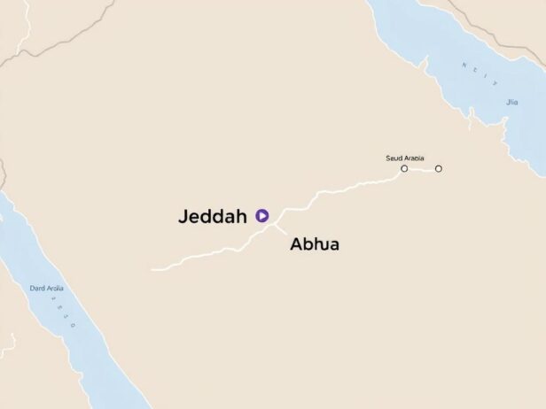 خريطة الطريق من جدة إلى أبها