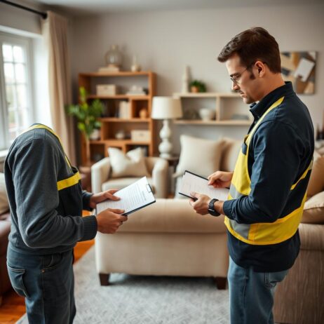 فني من شركة رحال يقوم بمعاينة الأثاث قبل النقل