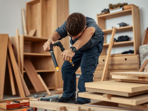 فني يقوم بفك وتركيب أثاث في جدة