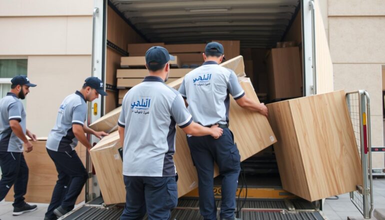 فريق رحالكو المحترف لنقل أثاث جدة أثناء العمل