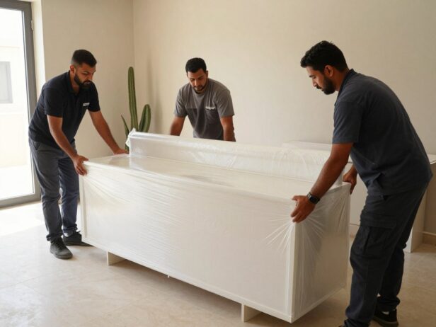 خبراء نقل عفش يقومون بتغليف أثاث في حي البغدادية بجدة خبراء نقل عفش يقومون بتغليف أثاث في حي البغدادية بجدة
