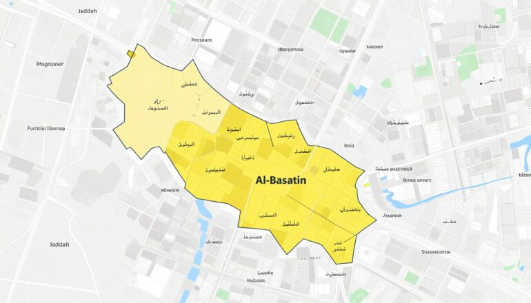 خريطة توضح تغطية خدمات نقل عفش حي البساتين جدة وباقي أحياء المدينة