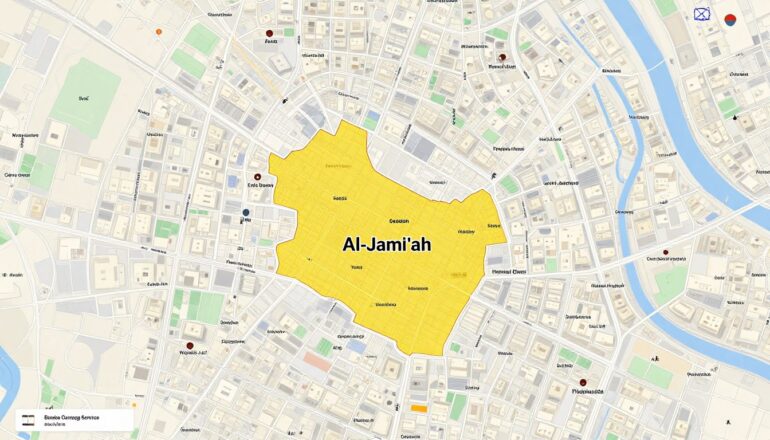 خريطة توضح تغطية خدمة نقل العفش في حي الجامعة وأحياء جدة