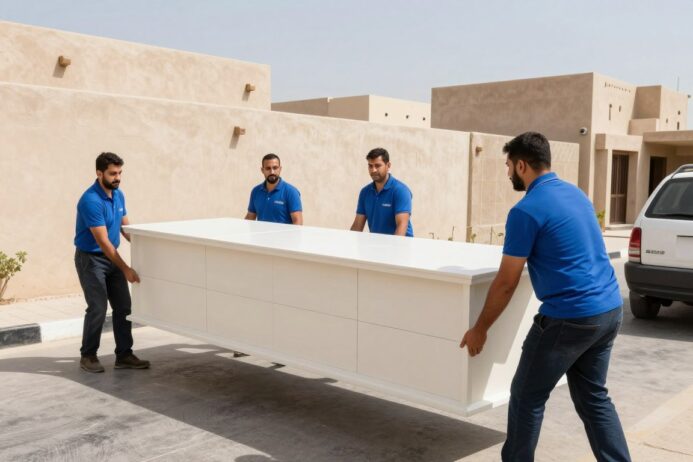 فريق خبراء نقل عفش حي البساتين جدة يقومون بعملية نقل أثاث بطريقة احترافية