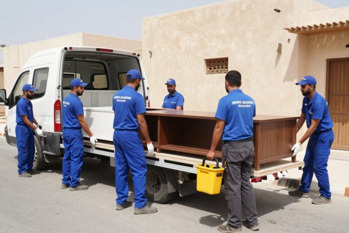 فريق محترف يقوم بعملية نقل عفش في حي البساتين جدة