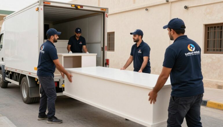 فريق نقل عفش محترف يعمل بتناسق في حي الجامعة بجدة