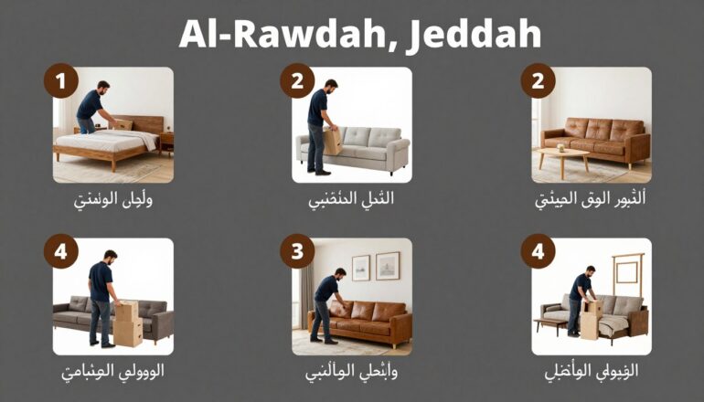 مراحل نقل العفش في حي الروضة بجدة